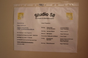 Programminfo an der "Studio 58"-Tür