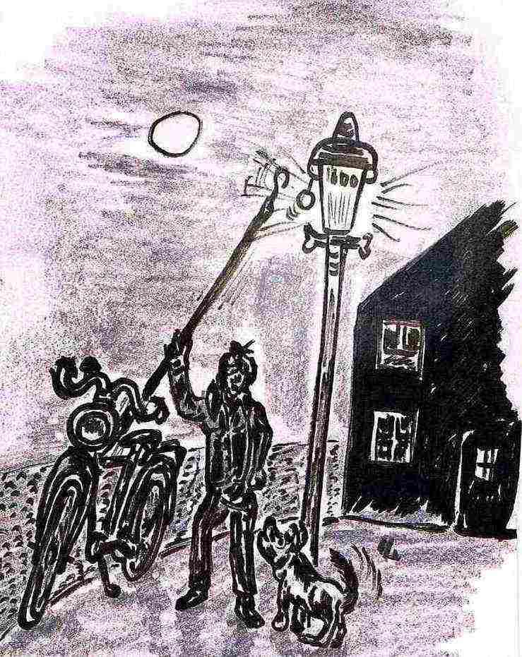 Ein Gasmann in Oelde entzündet eine Lampe